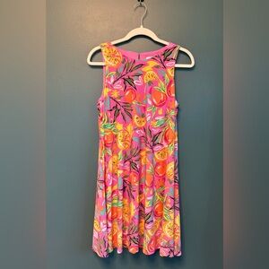 Pappagallo Tropical Beach Cruise Lilly Lookalike Pink Floral Citrus Print Dress